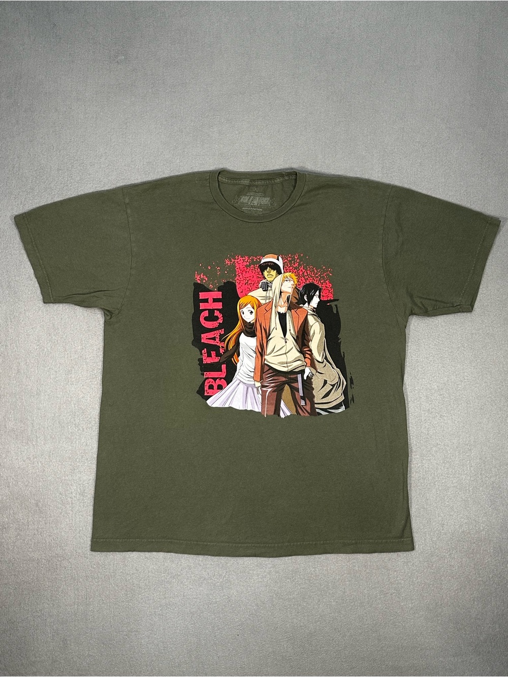 Men’s Bleach Anime T Shirt Large Shonen Jump Ichigo Graphic Olive Green Tee